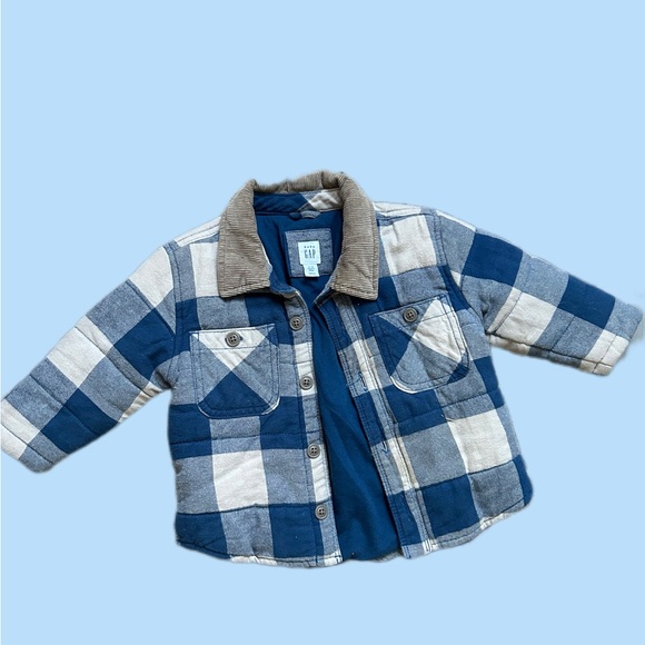 GAP Baby Blue and Gray Plaid Shirt - Picture 1 of 3
